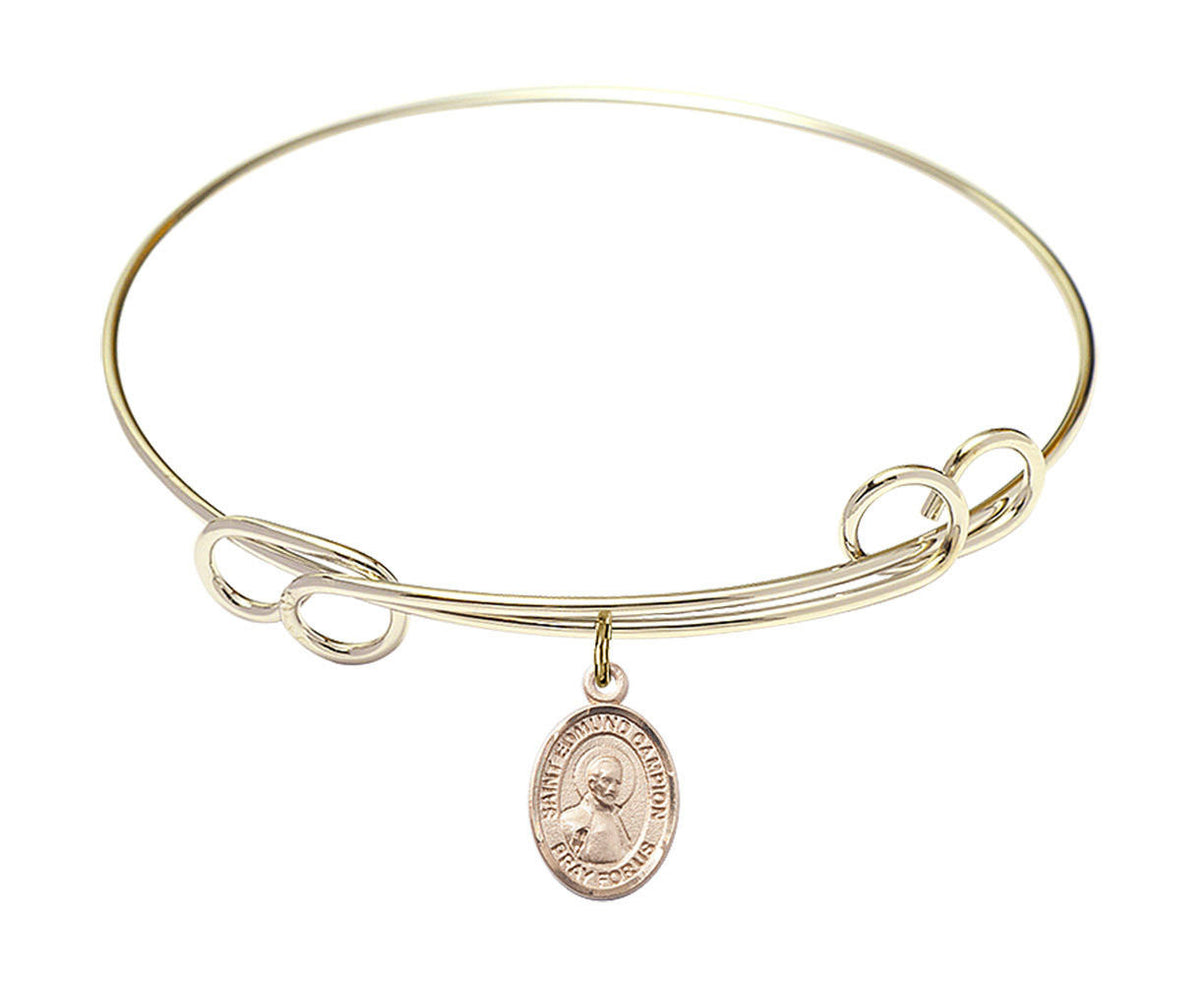St Edmund Campion Double Loop Bangle Bracelet - Gold-Filled Charm 9333GF