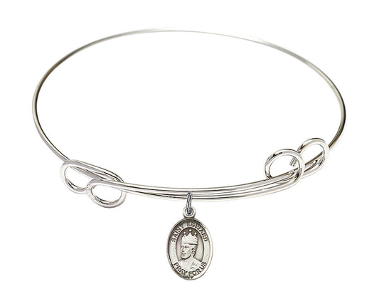 St Edward The Confessor Double Loop Bangle Bracelet - Sterling Silver Charm 9026SS