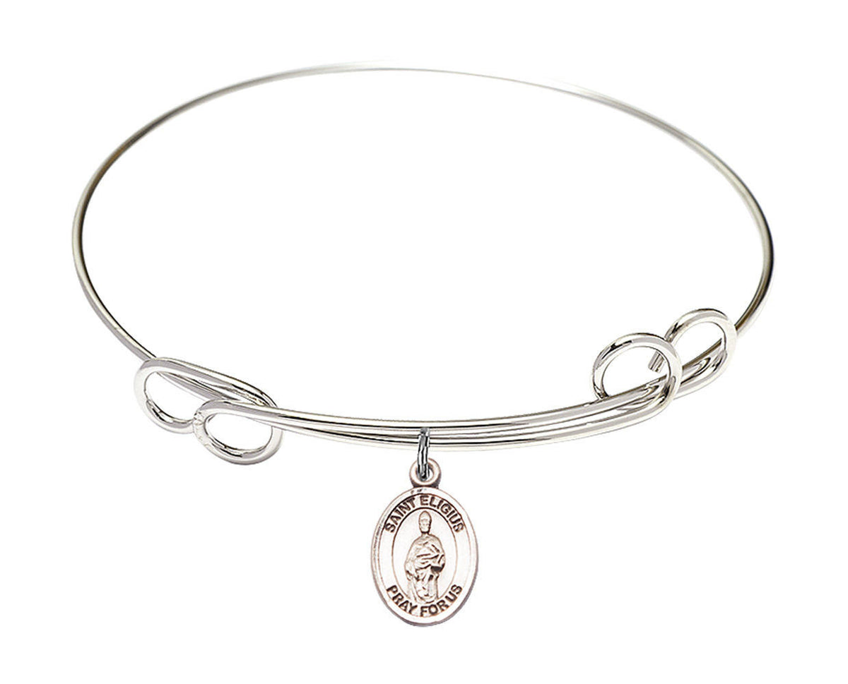 St Eligius Double Loop Bangle Bracelet - Sterling Silver Charm 9402SS