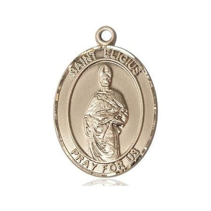 St Eligius Medal - 14kt Gold Oval Pendant 3 Sizes