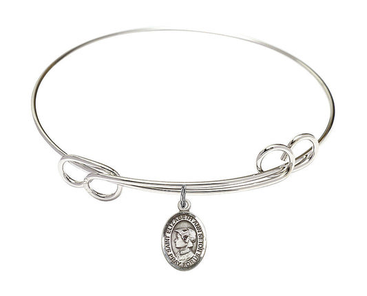 St Elizabeth Ann Seton Double Loop Bangle Bracelet - Sterling Silver Charm 9224SS