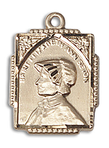 St Elizabeth Ann Seton Medal - 14kt Gold 3/4 x 1/2 Rectangular Pendant 0804EA