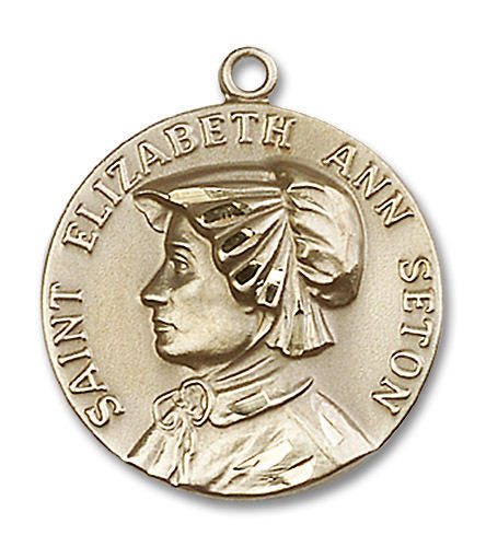 St Elizabeth Ann Seton Medal - 14kt Gold Round Pendant 2 Sizes