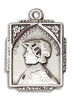 St. Elizabeth Ann Seton Medal - Sterling Silver 3/4" x 1/2" Rectangular Pendant (0804EASS)