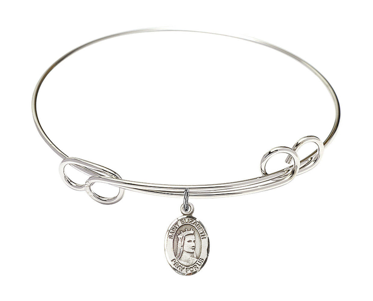 St Elizabeth of Hungary Double Loop Bangle Bracelet - Sterling Silver Charm 9033SS