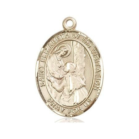 St Elizabeth of The Visitation Medal - 14kt Gold Oval Pendant 3 Sizes