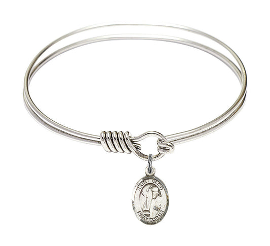 St Elmo Round Eye Hook Bangle Bracelet - Sterling Silver Charm - 6.25 Inch 9031SS