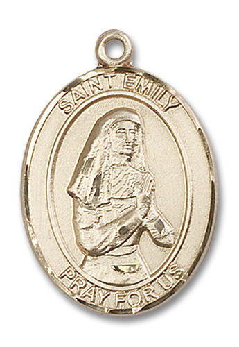 St Emily De Vialar Medal - 14kt Gold Oval Pendant 3 Sizes