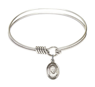 St. Eugene De Mazenod Round Eye Hook Bangle Bracelet - Sterling Silver Charm - 6.25 Inch (9266SS)