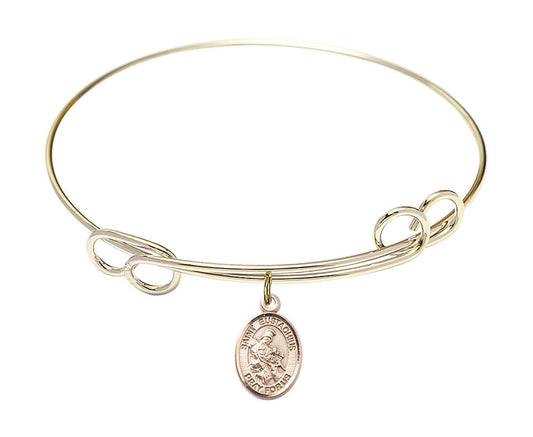 St Eustachius Double Loop Bangle Bracelet - Gold-Filled Charm 9356GF