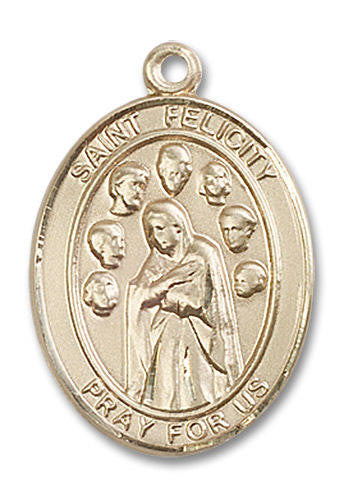 St Felicity Medal - 14kt Gold Oval Pendant 3 Sizes