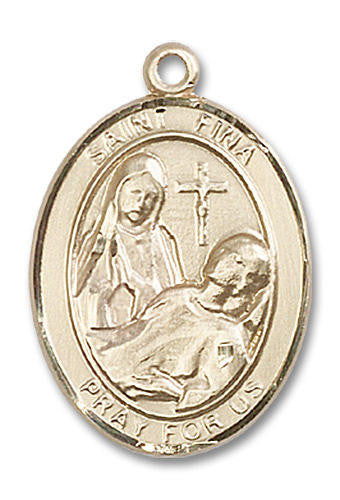 St Fina Medal - 14kt Gold Oval Pendant 3 Sizes