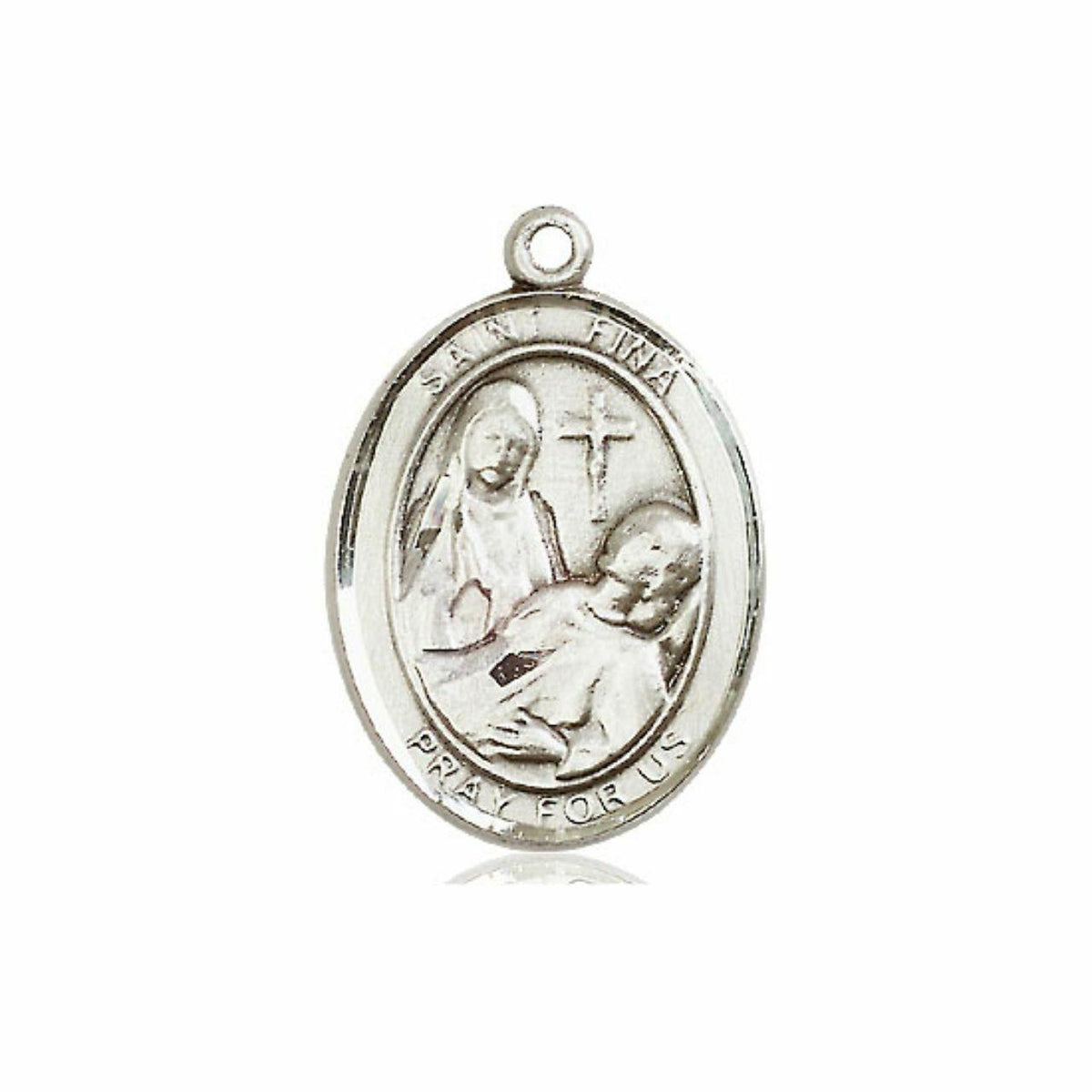 St Fina Medal - Sterling Silver Oval Pendant 3 Sizes