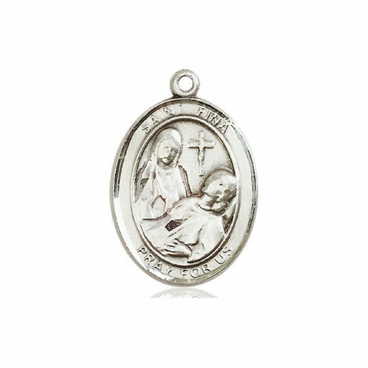St Fina Medal - Sterling Silver Oval Pendant 3 Sizes
