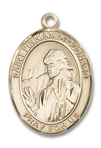 St Finnian of Clonard Medal - 14kt Gold Oval Pendant 3 Sizes