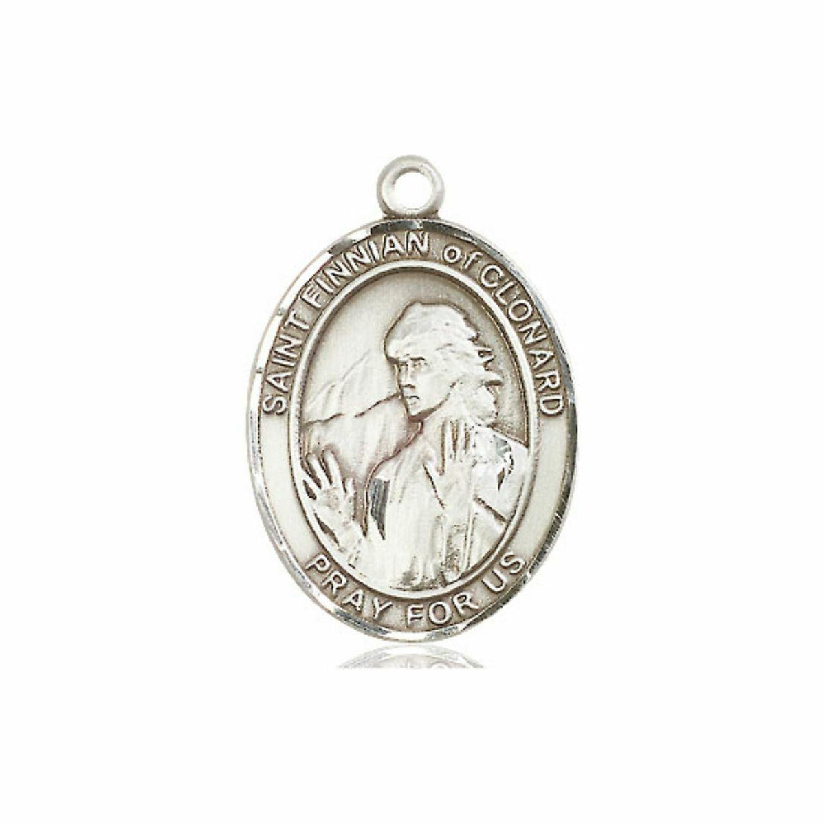 St Finnian of Clonard Medal - Sterling Silver Oval Pendant 3 Sizes