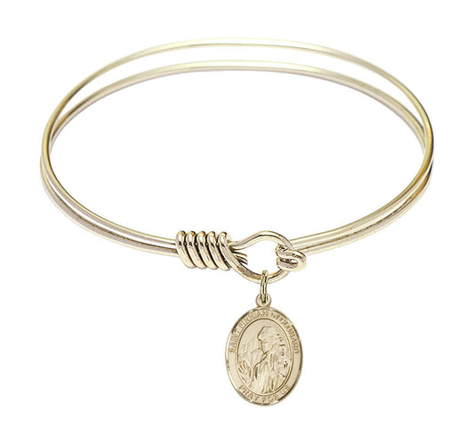 St Finnian of Clonard Round Eye Hook Bangle Bracelet - Gold-Filled Charm - 6.25 Inch 9308GF