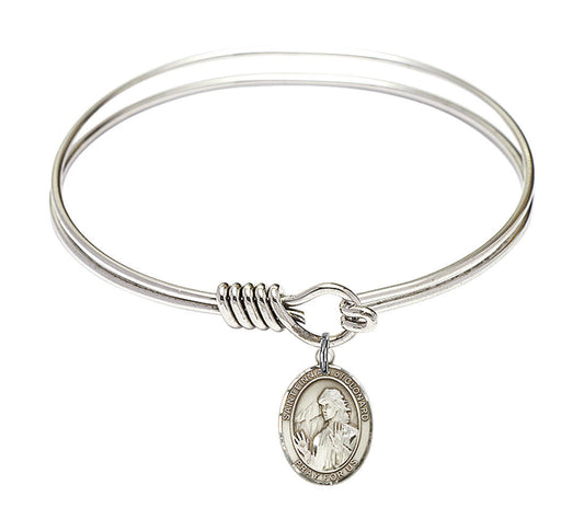 St Finnian of Clonard Round Eye Hook Bangle Bracelet - Sterling Silver Charm - 6.25 Inch 9308SS