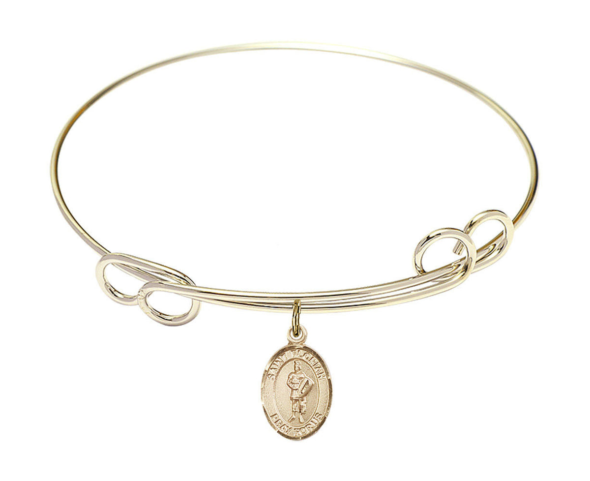 St Florian Double Loop Bangle Bracelet - Gold-Filled Charm 9034GF