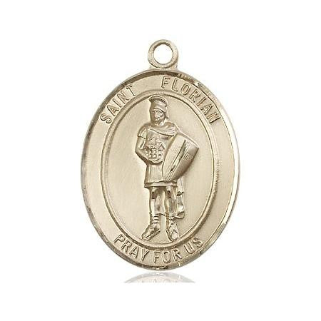 St Florian Medal - 14kt Gold Oval Pendant 3 Sizes