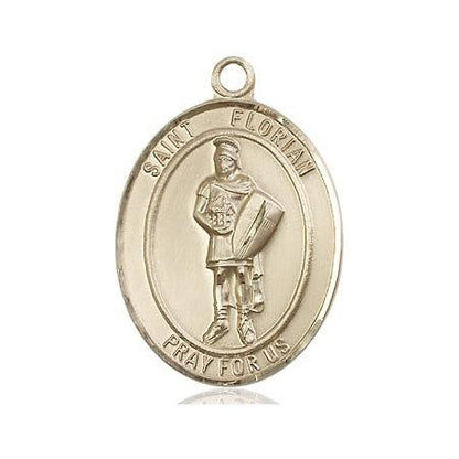 St Florian Medal - 14kt Gold Oval Pendant 3 Sizes