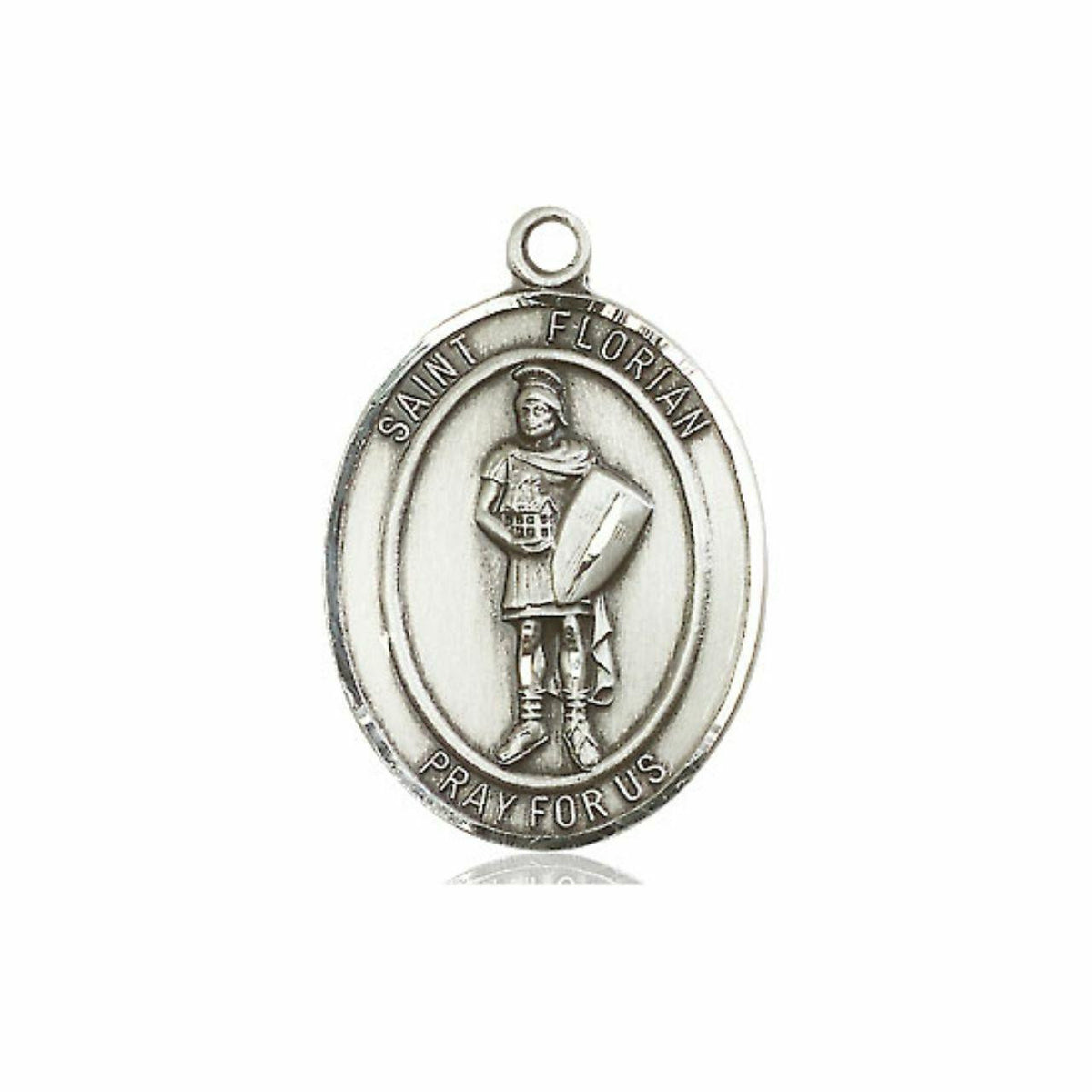 St Florian Medal - Sterling Silver Oval Pendant 3 Sizes