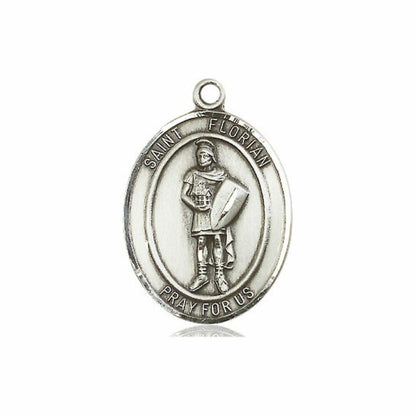 St Florian Medal - Sterling Silver Oval Pendant 3 Sizes