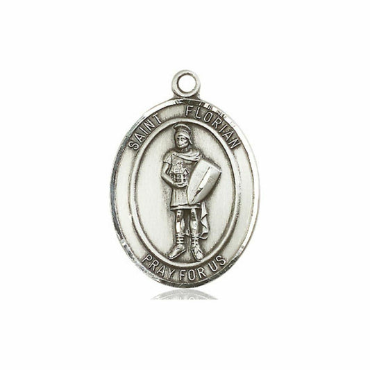 St Florian Medal - Sterling Silver Oval Pendant 3 Sizes