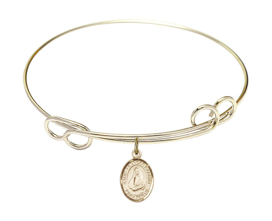 St Frances Cabrini Double Loop Bangle Bracelet - Gold-Filled Charm 9011GF