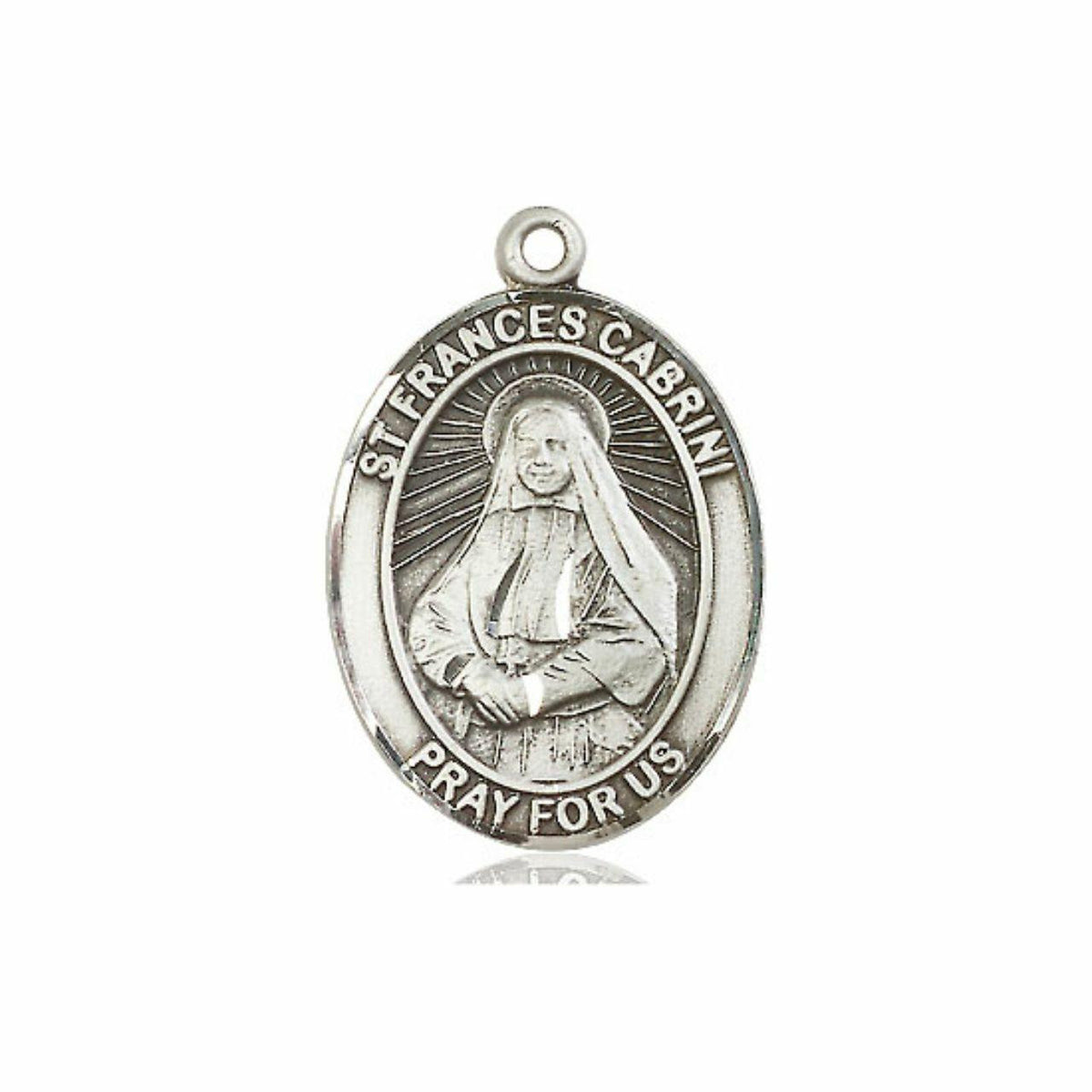 St Frances Cabrini Medal - Sterling Silver Oval Pendant 3 Sizes