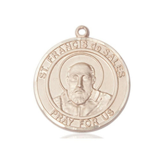 Bliss Manufacturing Inc St Francis De Sales Medal - 14kt Gold Round Pendant 2 Sizes