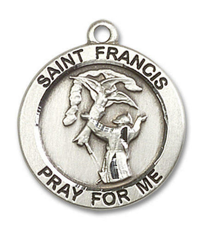 St Francis Medal - Sterling Silver 3/4 x 3/4 Round Pendant 4061SS