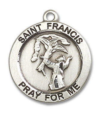 St. Francis Medal - Sterling Silver 3/4" x 3/4" Round Pendant (4061SS)