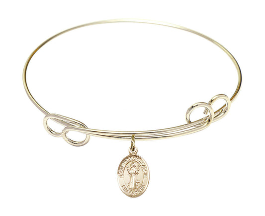 St Francis of Assisi Double Loop Bangle Bracelet - Gold-Filled Charm 9036GF