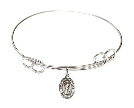St Francis of Assisi Double Loop Bangle Bracelet - Sterling Silver Charm 9036SS