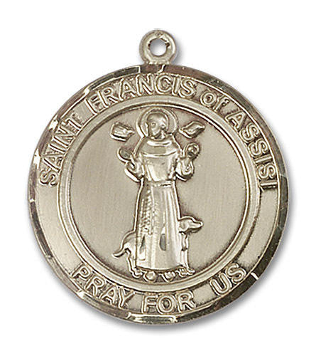 St Francis of Assisi Medal - 14kt Gold Round Pendant 2 Sizes
