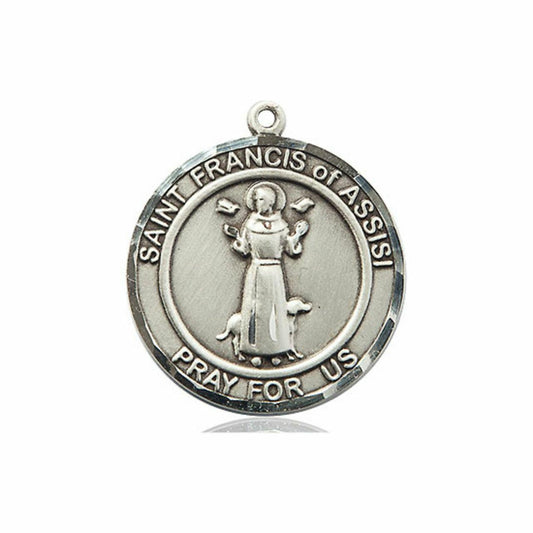 St Francis of Assisi Medal - Sterling Silver Round Pendant 2 Sizes