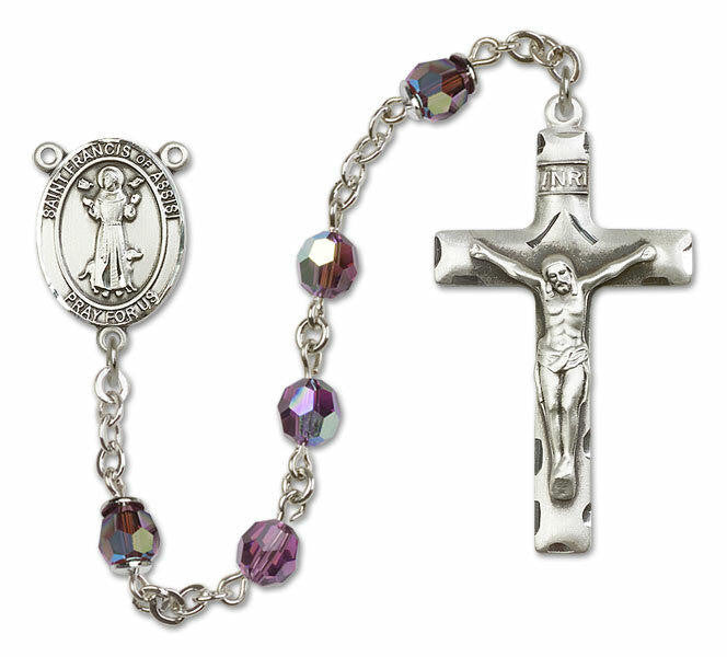 St Francis of Assisi Sterling Silver Rosary - 16 Color Options 8036/0644