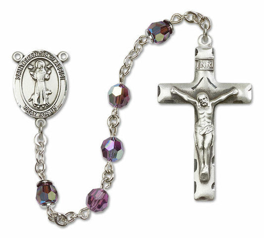 St Francis of Assisi Sterling Silver Rosary - 16 Color Options 8036/0644