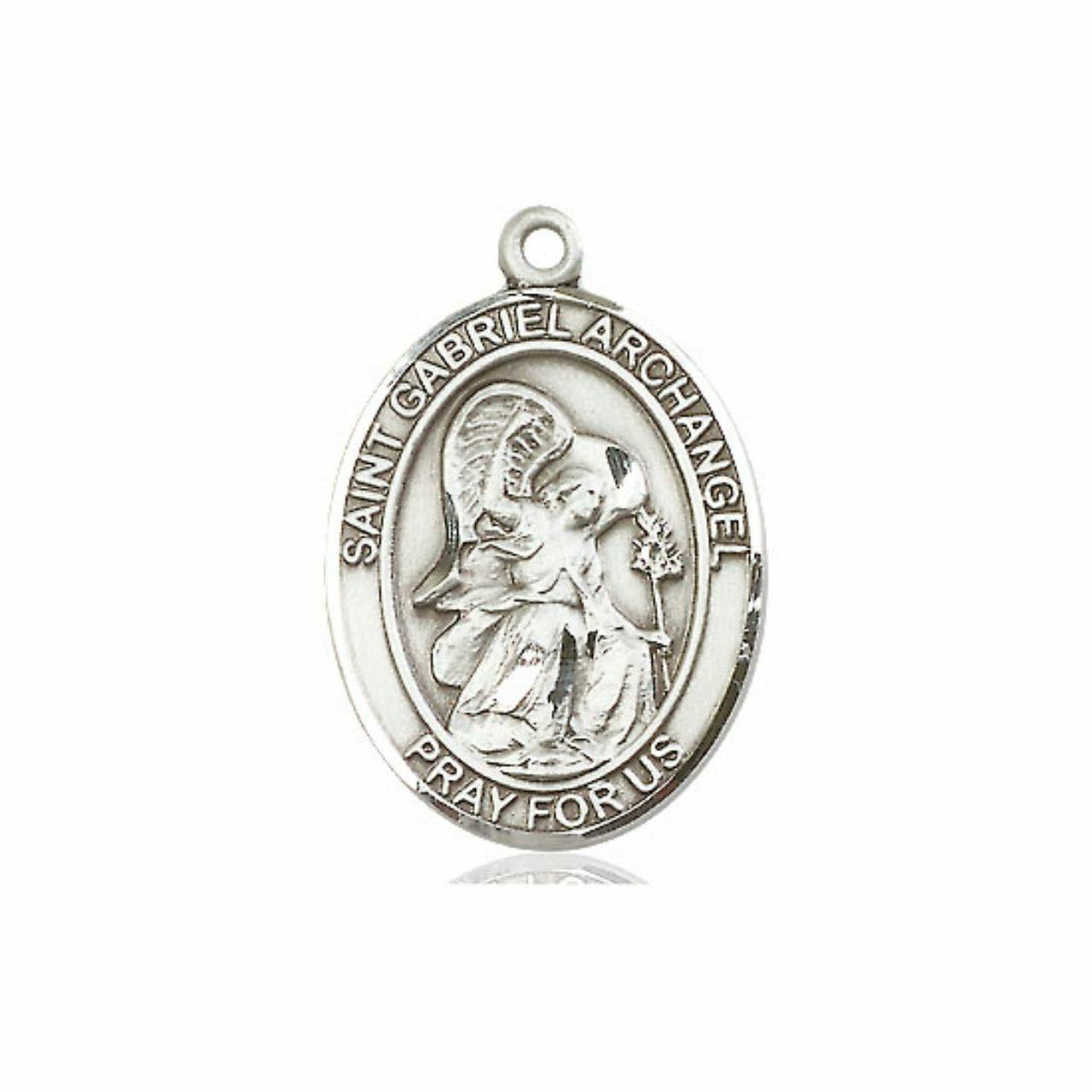 St Gabriel Archangel Medal - Sterling Silver Oval Pendant 3 Sizes