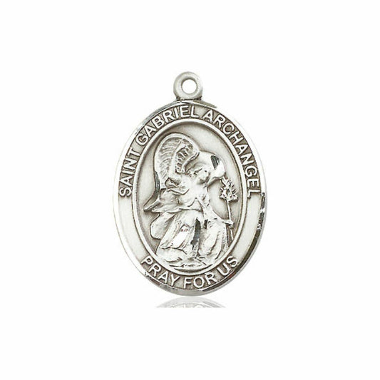 St Gabriel Archangel Medal - Sterling Silver Oval Pendant 3 Sizes