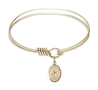 St Genesius of Rome Round Eye Hook Bangle Bracelet - Gold-Filled Charm - 6.25 Inch 9038GF
