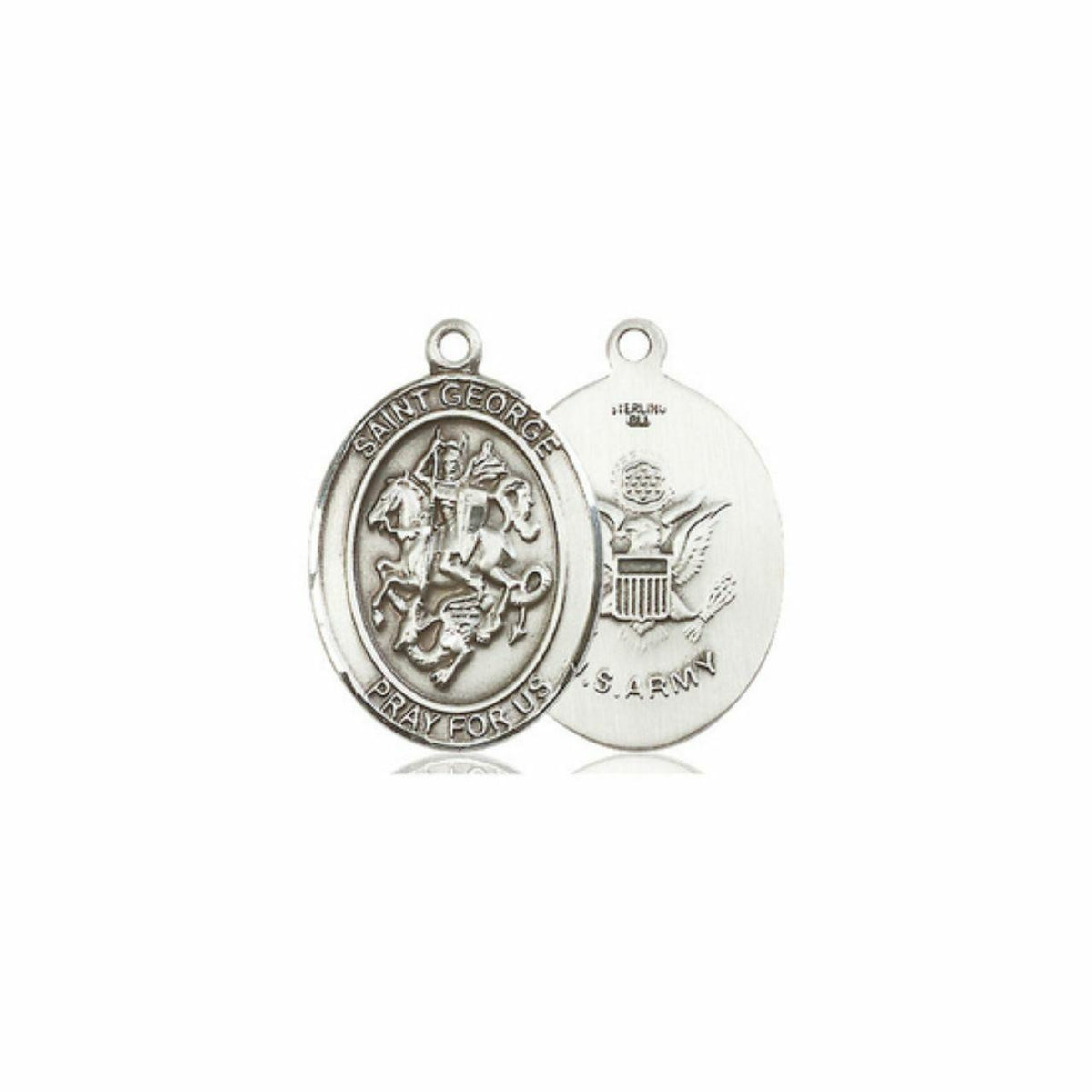 St George Army Medal - Sterling Silver Oval Pendant 3 Sizes