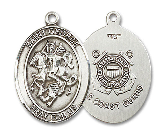St George Coast Guard Medal - Sterling Silver Oval Pendant 3 Sizes