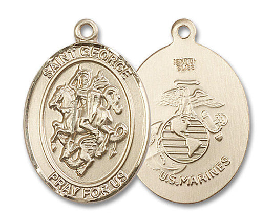 St George Marines Medal - 14kt Gold Oval Pendant 3 Sizes