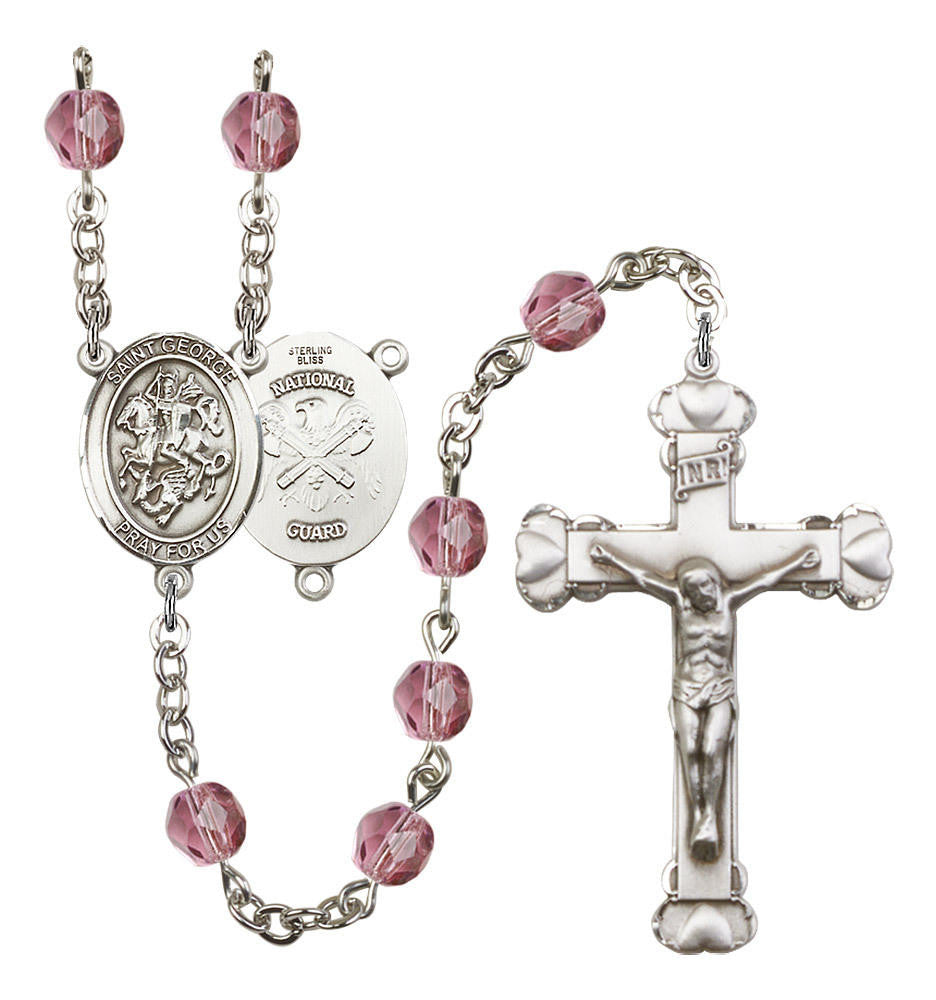 St George / National Guard Rosary - 6MM Fire Polished Beads 8040S5