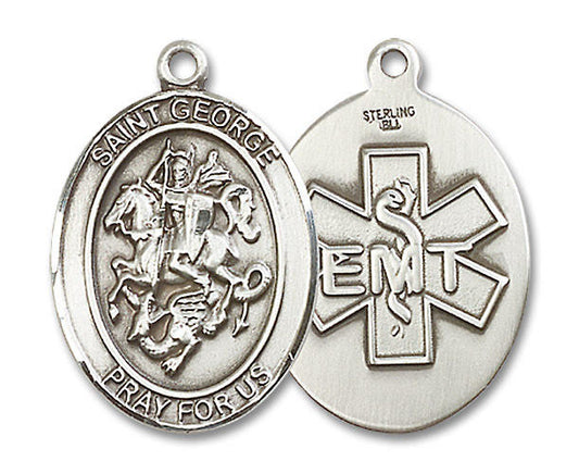 St George Paramedic Medal - Sterling Silver Oval Pendant 2 Sizes