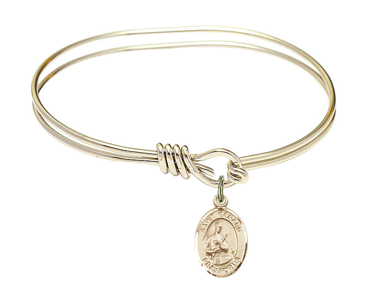 St Gerard Majella Eye Hook Bangle Bracelet - Gold-Filled Charm 9042GF