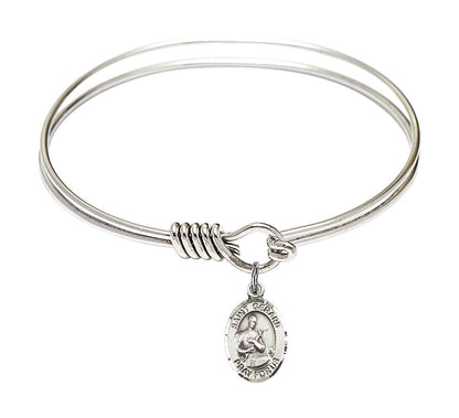 St Gerard Majella Round Eye Hook Bangle Bracelet - Sterling Silver Charm - 6.25 Inch 9042SS