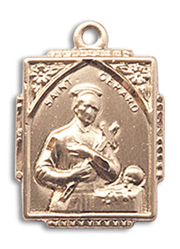 St Gerard Medal - 14kt Gold 3/4 x 1/2 Rectangular Pendant 0804G